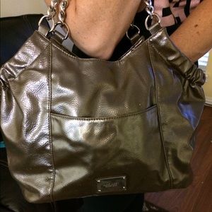 Nine West Pewter purse with silver chain handle